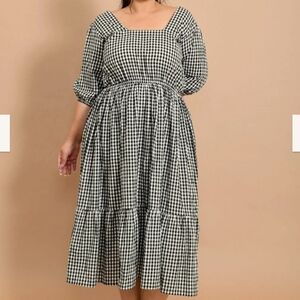 Women's Cotton Gingham Midi Dress